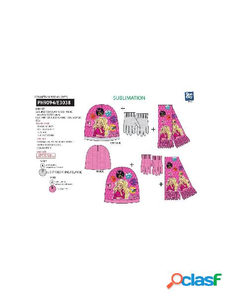 Set 3 pcs sciarpa+guanti+cappellino barbie