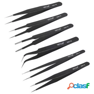 Set di pinzette antistatiche in acciaio inossidabile 6 in 1