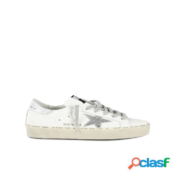 Sneaker hi star in pelle con inserti effetto laminato
