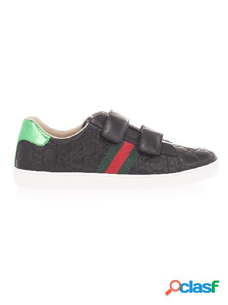 Sneakers Ace Gucci in Pelle con Fasce Web e Doppie Fibbie