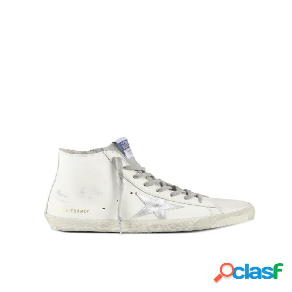 Sneakers francy con stella in camoscio argentato