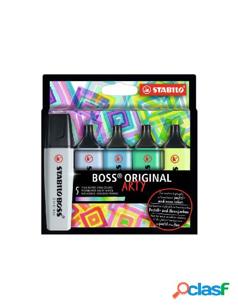 Stabilo boss astuccio in cartone arty da 5 colori ass. -
