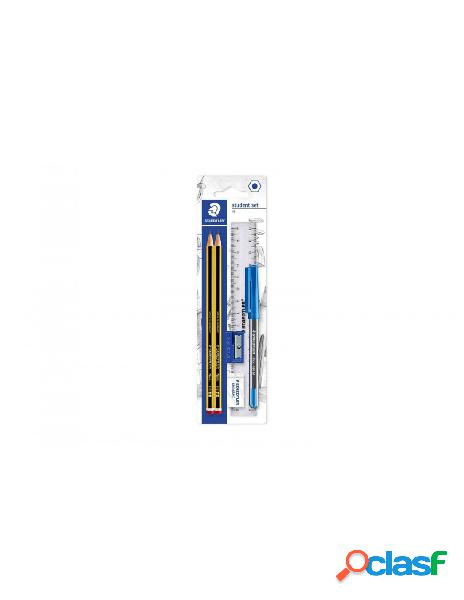 Staedtler - set 2 matite con gomma temperino righello e