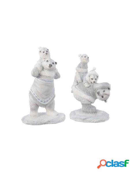 Statuina orsi colore bianco con glitter 2ass