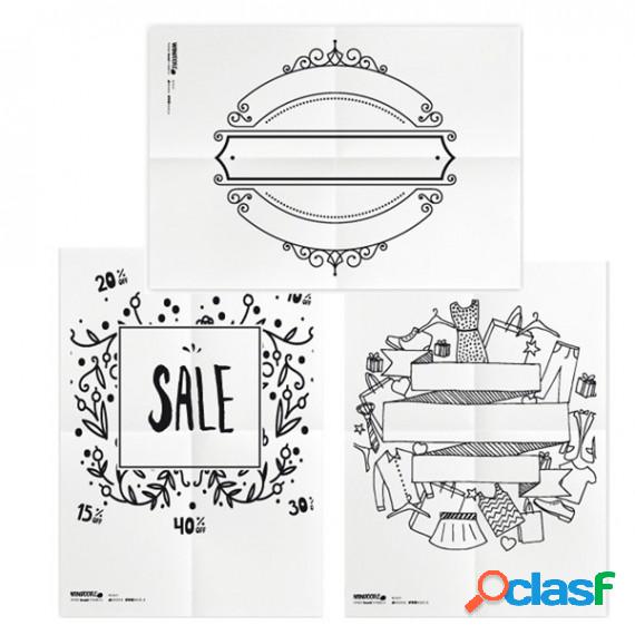 Stencil - foglio A2 - SCONTI - Securit - set 3 pezzi