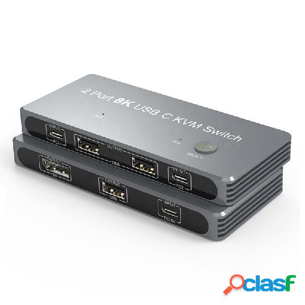 TAJUN 2 porte 8K Type C USB-C KVM Switch Dock USB C In