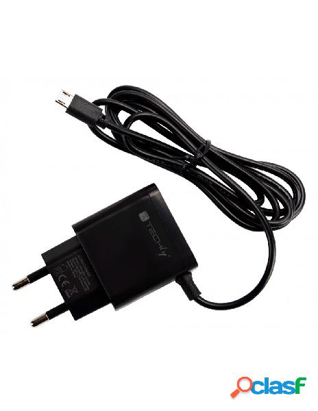 Techly - caricabatterie alimentatore micro usb 5v 2.1a per