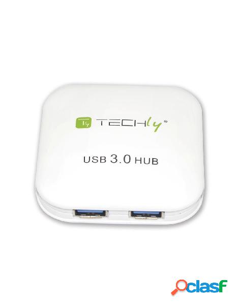 Techly - hub usb 3.0 super speed 4 porte bianco