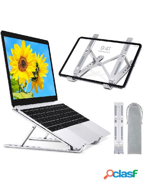 Techly - supporto pieghevole in alluminio per notebook