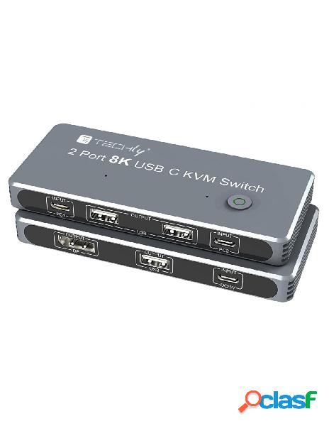 Techly - switch kvm usb-c&trade 8k displayport 1.4