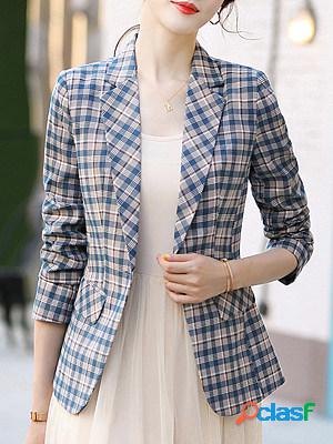 Tempered Plaid Collar Blazer