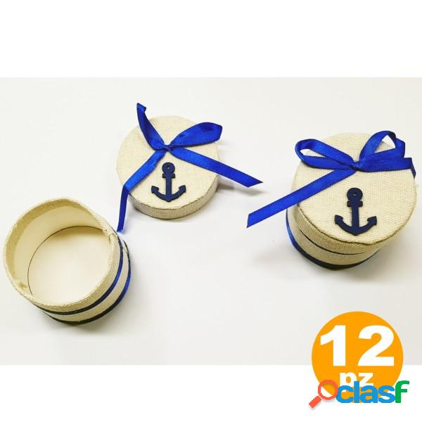 Trade Shop - 12 Bomboniere Scatola Ancora Blu Marino Porta