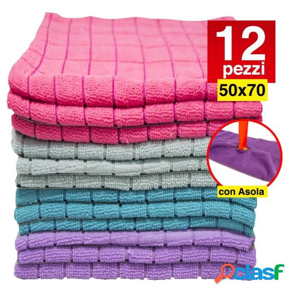 Trade Shop - 12 Panni Microfibra 50 X 70 Cm Panno Pulizia