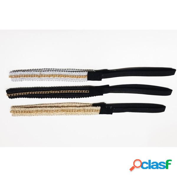 Trade Shop - 3 Fasce Glitter Catena 1cm Nero Oro Argento