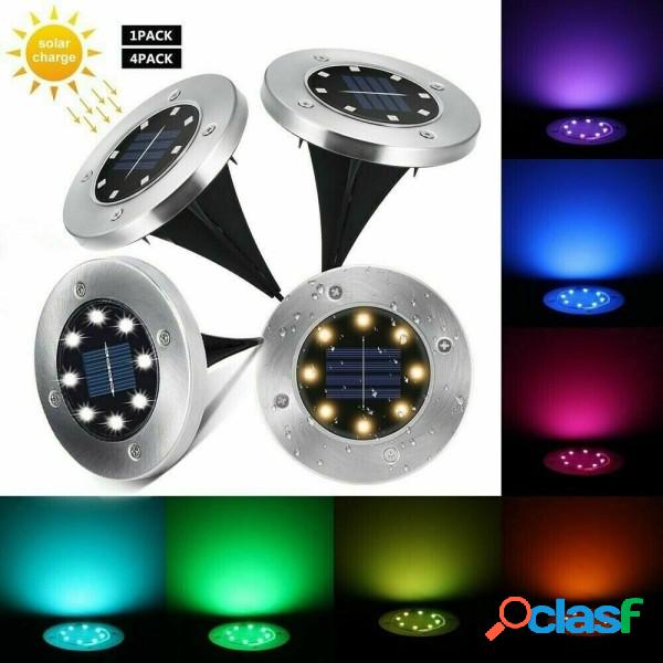 Trade Shop - 4 Faro Lampada 8 Led Rgb Solare Da Esterno