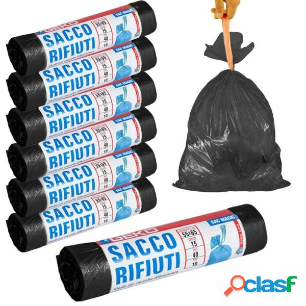 Trade Shop - 7 X Rotoli Sacchetti Buste Spazzatura 40lt