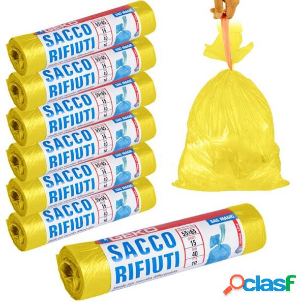 Trade Shop - 7x Rotoli Sacchetti Buste Spazzatura 40lt