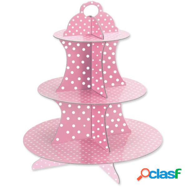 Trade Shop - Alzatina Stand Rosa A Pois In Cartone Carta 3