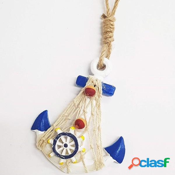 Trade Shop - Appendino Parete Ancora Blu Bianco Shabby Stile