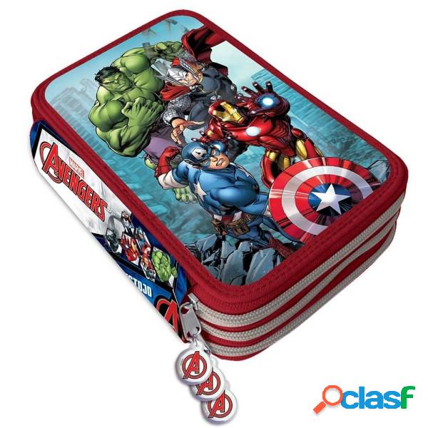 Trade Shop - Astuccio Portapastelli Scuola 3 Zip Avengers