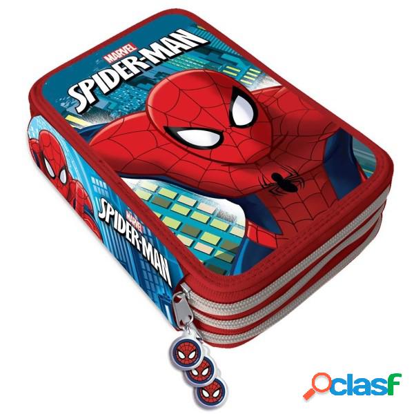 Trade Shop - Astuccio Portapastelli Scuola 3 Zip Spiderman