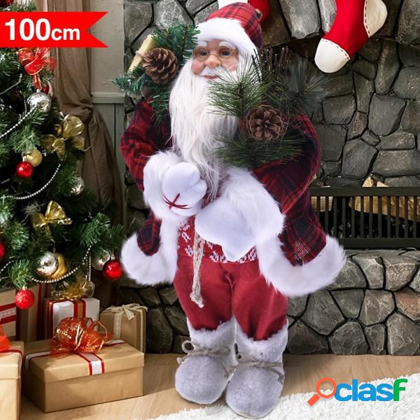 Trade Shop - Babbo Natale Elegante 100cm In Plastica Vestiti