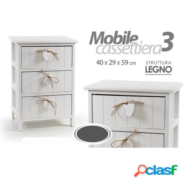 Trade Shop - Cassettiera 3 Cassetti H59x40x29cm Legno