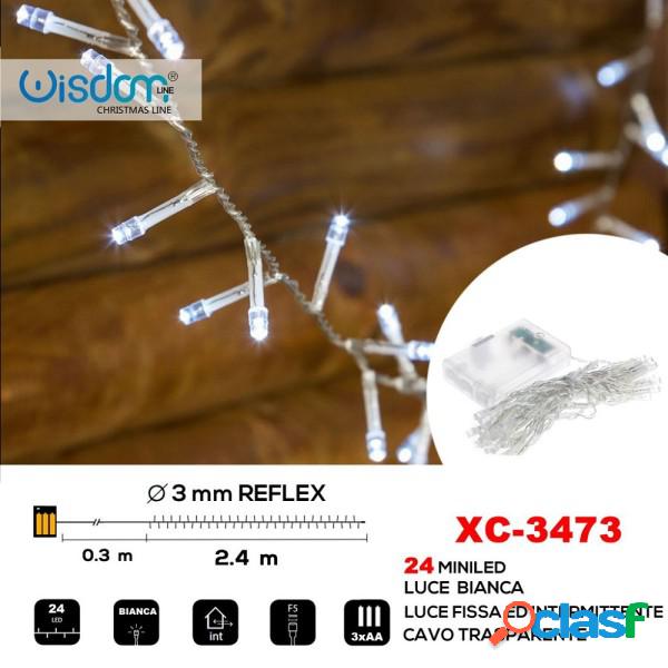 Trade Shop - Catena 24led A Batteria Cavo Trasparente Luce