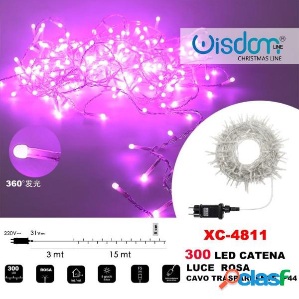 Trade Shop - Catena Luminosa 300 Luci Led Lucciole Luce Rosa