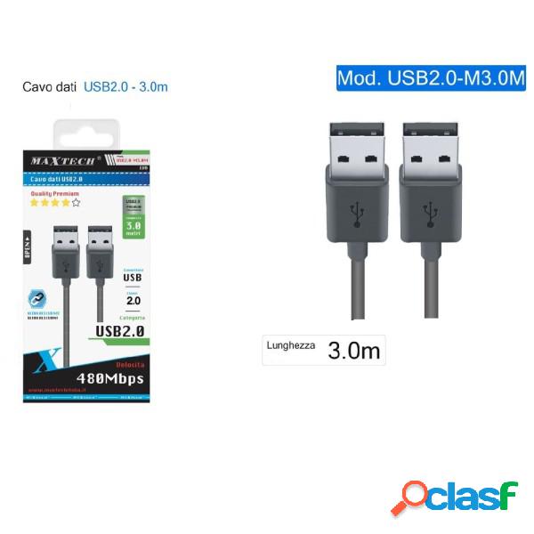 Trade Shop - Cavo Dati Doppio Usb 2.0 Maschio - Maschio