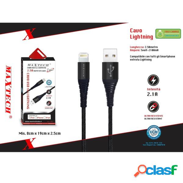 Trade Shop - Cavo Usb A Lightning Per Smartphone 2.1a 2.5mt
