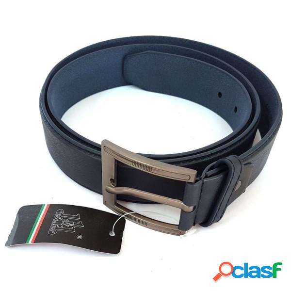 Trade Shop - Cinta Cintura Uomo Pelle Blu A-514 Elegante