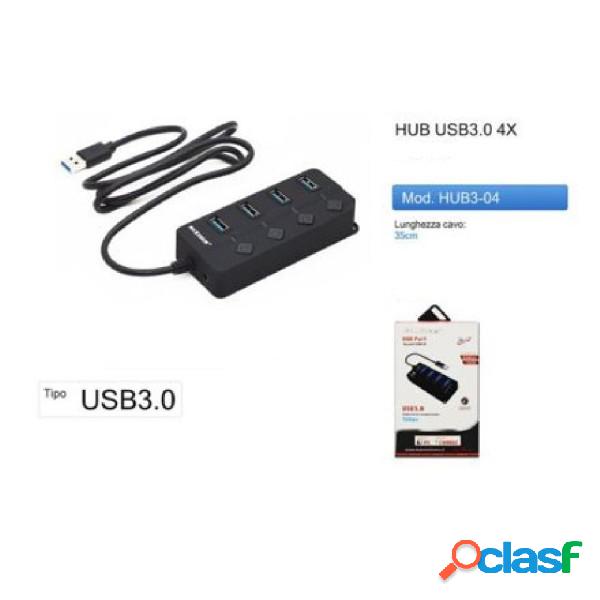 Trade Shop - Hub 4 Porte Usb 3.0 Adattatore Di Alimentazione