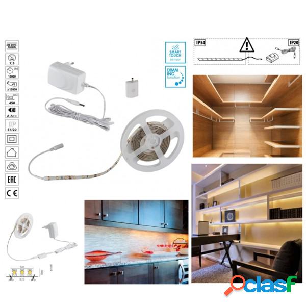 Trade Shop - Kit Striscia Led Con Tasto Interruttore Touch