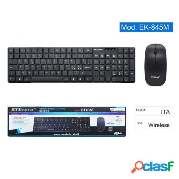 Trade Shop - Kit Tastiera Wireless Mouse Impermeabile 2.4ghz