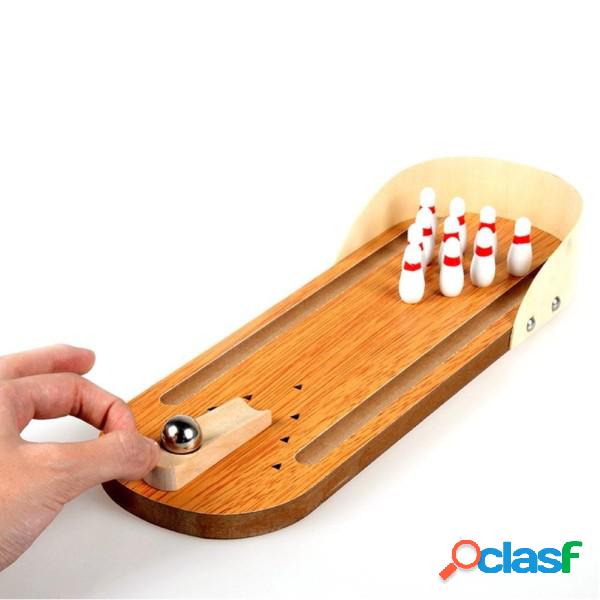 Trade Shop - Mini Boowling Gioco Da Tavolo In Legno Con 10