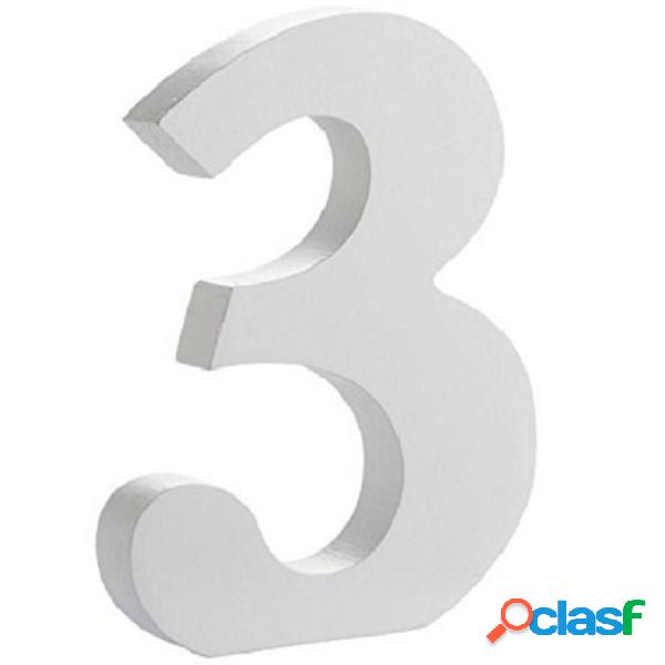 Trade Shop - Numero 3 Legno Bianco 11cm Decorazione