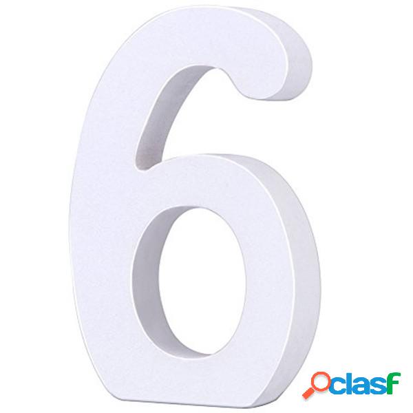 Trade Shop - Numero 6 In Legno Bianco Decorazione Confettata