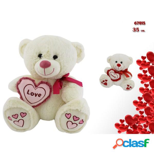 Trade Shop - Orso Con Cuore Love Fiocco 35cm Peluche