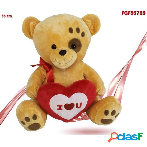 Trade Shop - Orso Peluche 55 Cm Con Cuore Fiocco Rosso