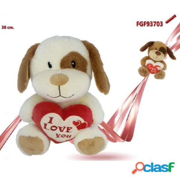 Trade Shop - Peluche Cane Con Cuore Scritta "i Love You"