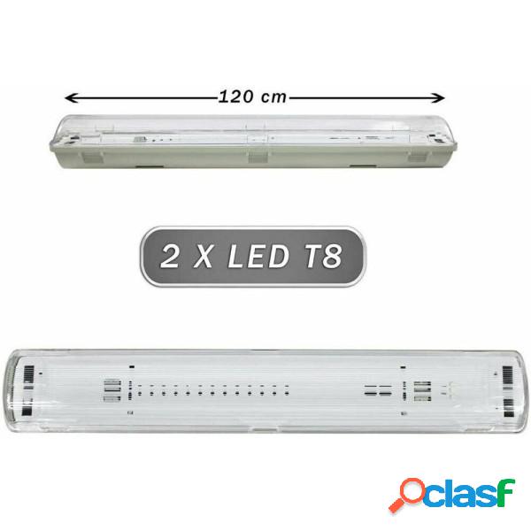 Trade Shop - Plafoniera Stagna 2 Neon Led Tubo T8 G13 120 Cm