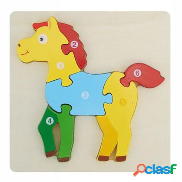 Trade Shop - Puzzle 3d Blocchi Legno Forma Di Cavallo