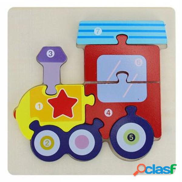 Trade Shop - Puzzle 3d Blocchi Legno Forma Di Treno