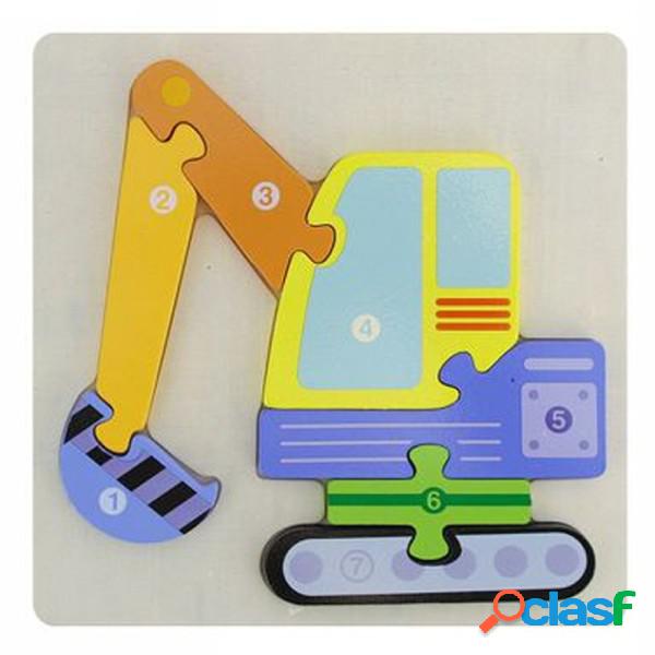 Trade Shop - Puzzle 3d Blocco Legno Forma Escavatore