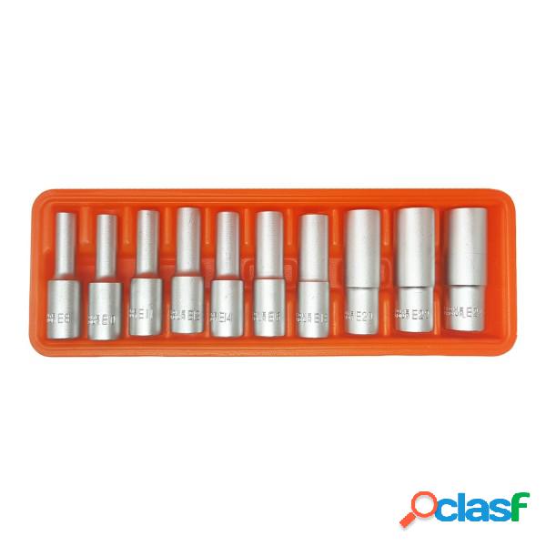 Trade Shop - Set 10 Bussole Torx Femmina 1/2" Lunghe E8 E10