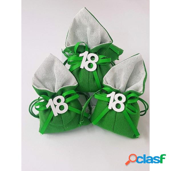 Trade Shop - Set 12pz Sacchetto Colorato Numero 18 Anni Juta