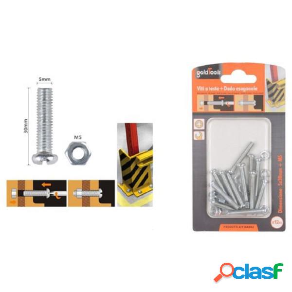 Trade Shop - Set 12pz Viti Vite Testa A Croce Tonda 5 X 30mm