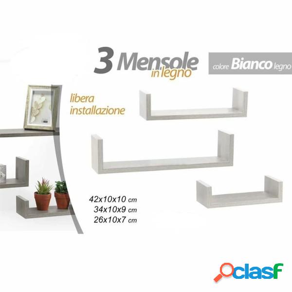 Trade Shop - Set 3 Mensole Da Parete Moderne Design Con