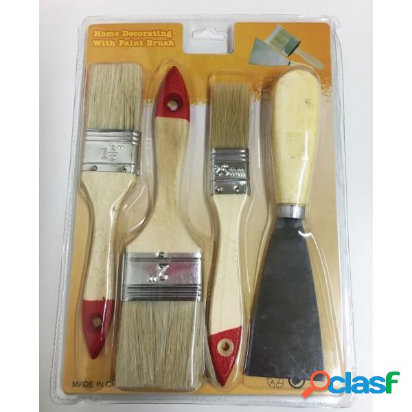 Trade Shop - Set 3 Pennelli+1 Spatola 1,5"/2"/2,5" Vernici